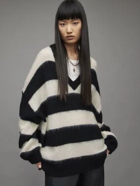 Lou V Chunky V neck Oversized Sweater S All Saints